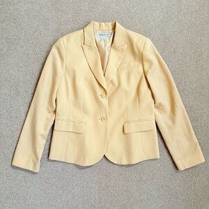 Vintage Pendleton Peak Lapel Butter Yellow Blazer Suit Jacket Size 8 Petite Wool